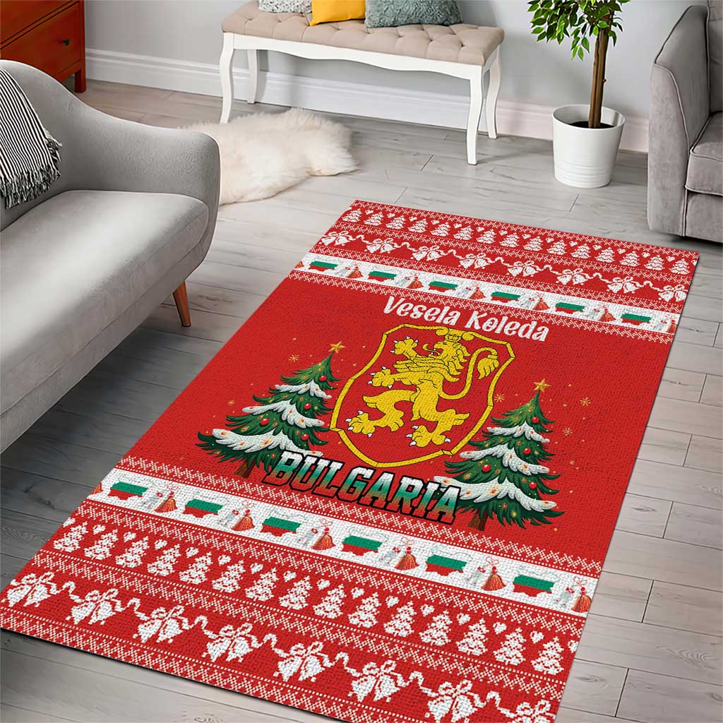 Bulgaria Christmas Area Rug Merry Xmas Lion Crest - Wonder Print Shop