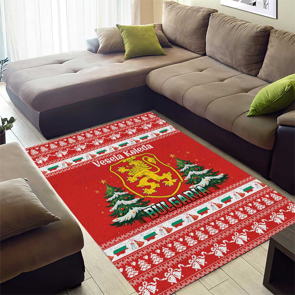 Bulgaria Christmas Area Rug Merry Xmas Lion Crest - Wonder Print Shop