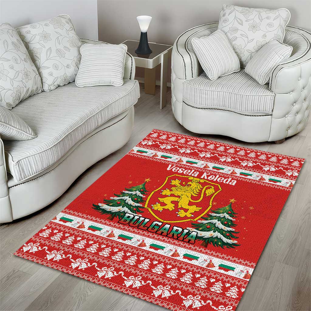 Bulgaria Christmas Area Rug Merry Xmas Lion Crest - Wonder Print Shop