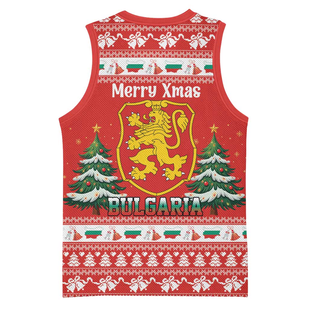 Bulgaria Christmas Basketball Jersey Merry Xmas Lion Crest - Wonder Print Shop