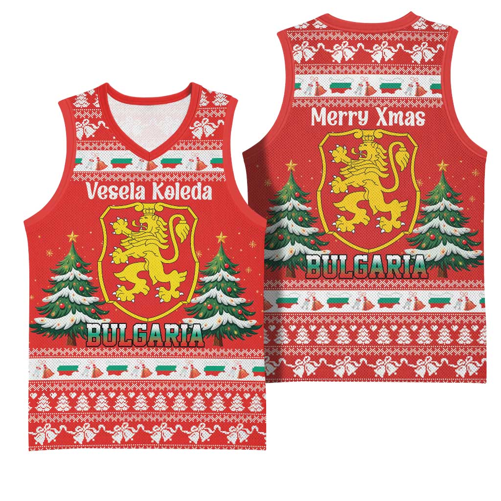 Bulgaria Christmas Basketball Jersey Merry Xmas Lion Crest - Wonder Print Shop