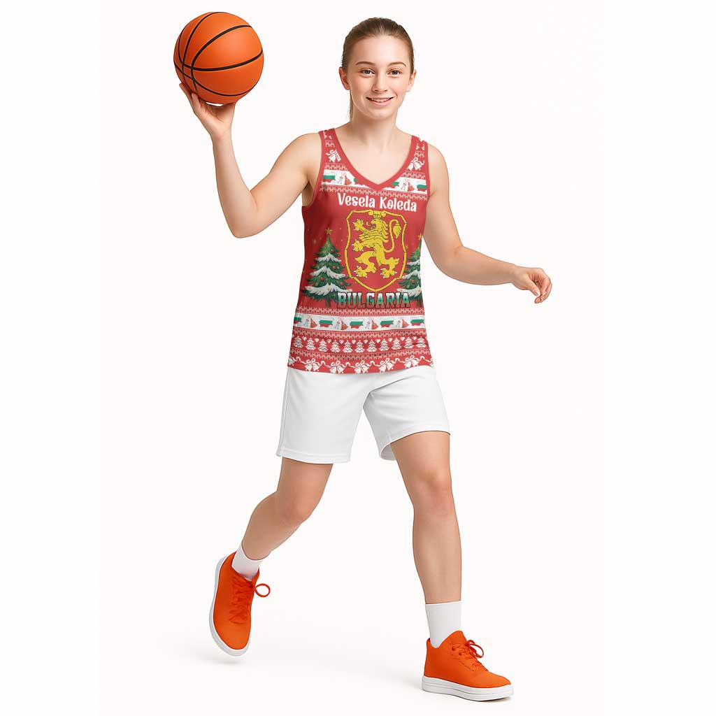 Bulgaria Christmas Basketball Jersey Merry Xmas Lion Crest - Wonder Print Shop