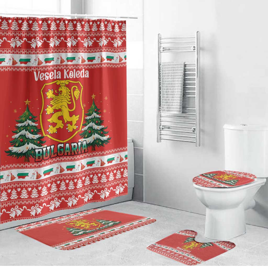 Bulgaria Christmas Bathroom Set Merry Xmas Lion Crest - Wonder Print Shop