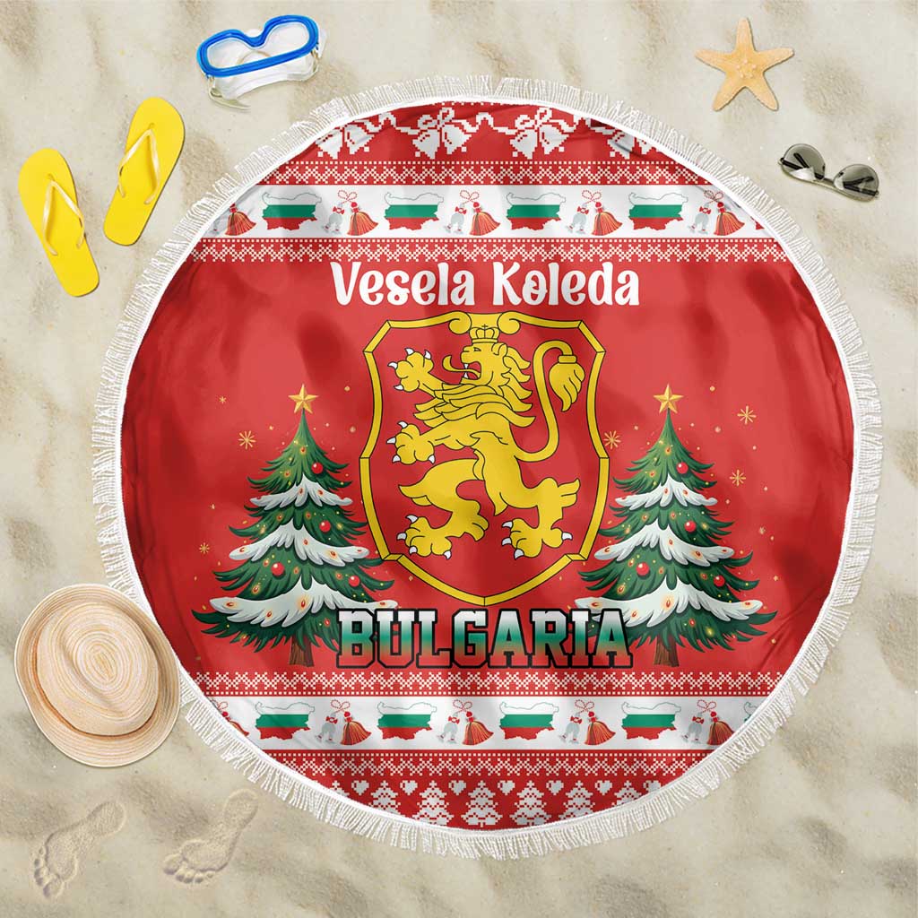 Bulgaria Christmas Beach Blanket Merry Xmas Lion Crest - Wonder Print Shop