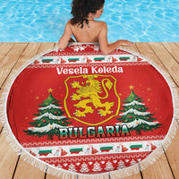 Bulgaria Christmas Beach Blanket Merry Xmas Lion Crest - Wonder Print Shop