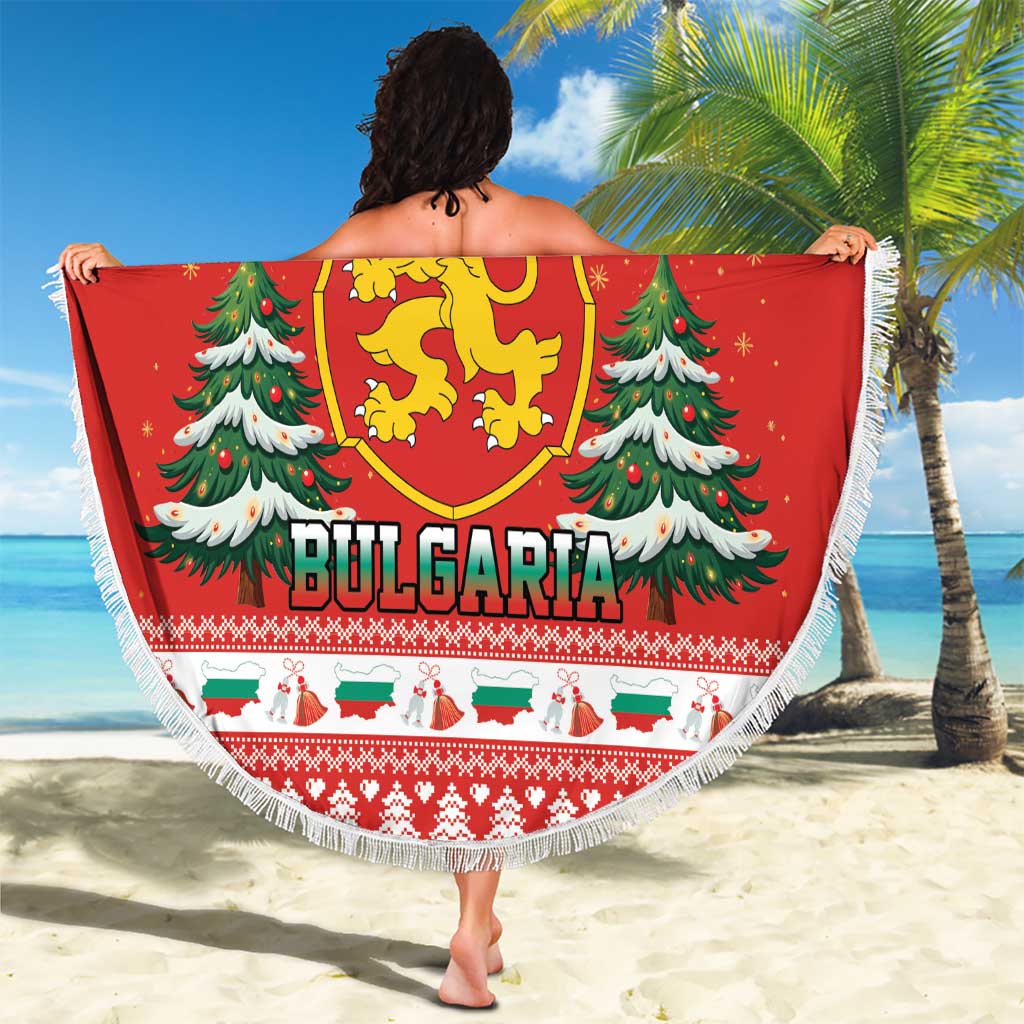 Bulgaria Christmas Beach Blanket Merry Xmas Lion Crest - Wonder Print Shop