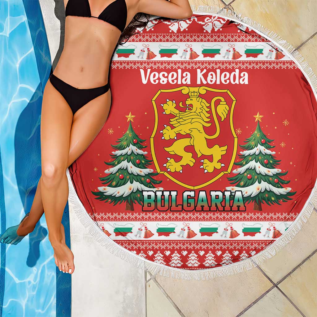 Bulgaria Christmas Beach Blanket Merry Xmas Lion Crest - Wonder Print Shop