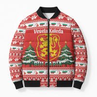Bulgaria Christmas Bomber Puffer Jacket Merry Xmas Lion Crest - Wonder Print Shop