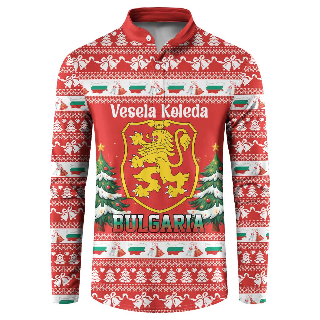 Bulgaria Christmas Button Sweatshirt Merry Xmas Lion Crest - Wonder Print Shop