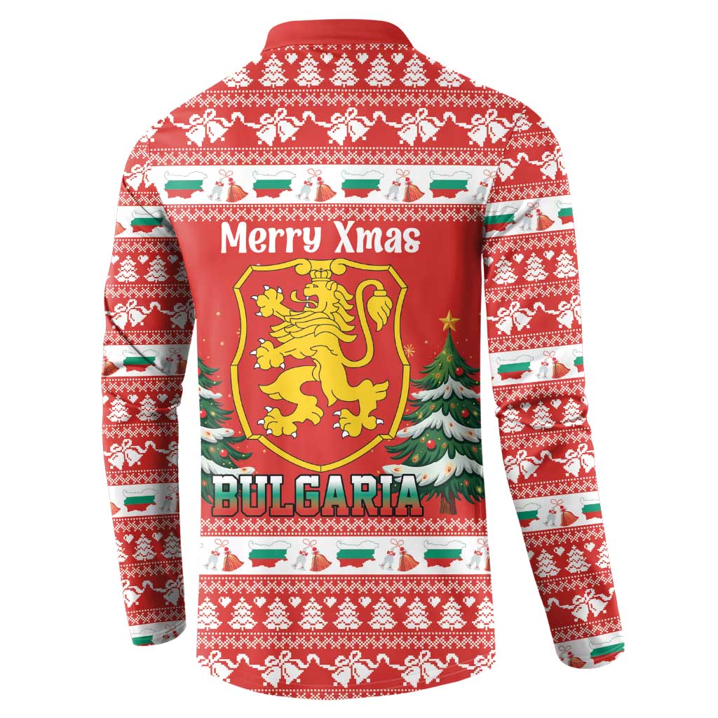 Bulgaria Christmas Button Sweatshirt Merry Xmas Lion Crest - Wonder Print Shop