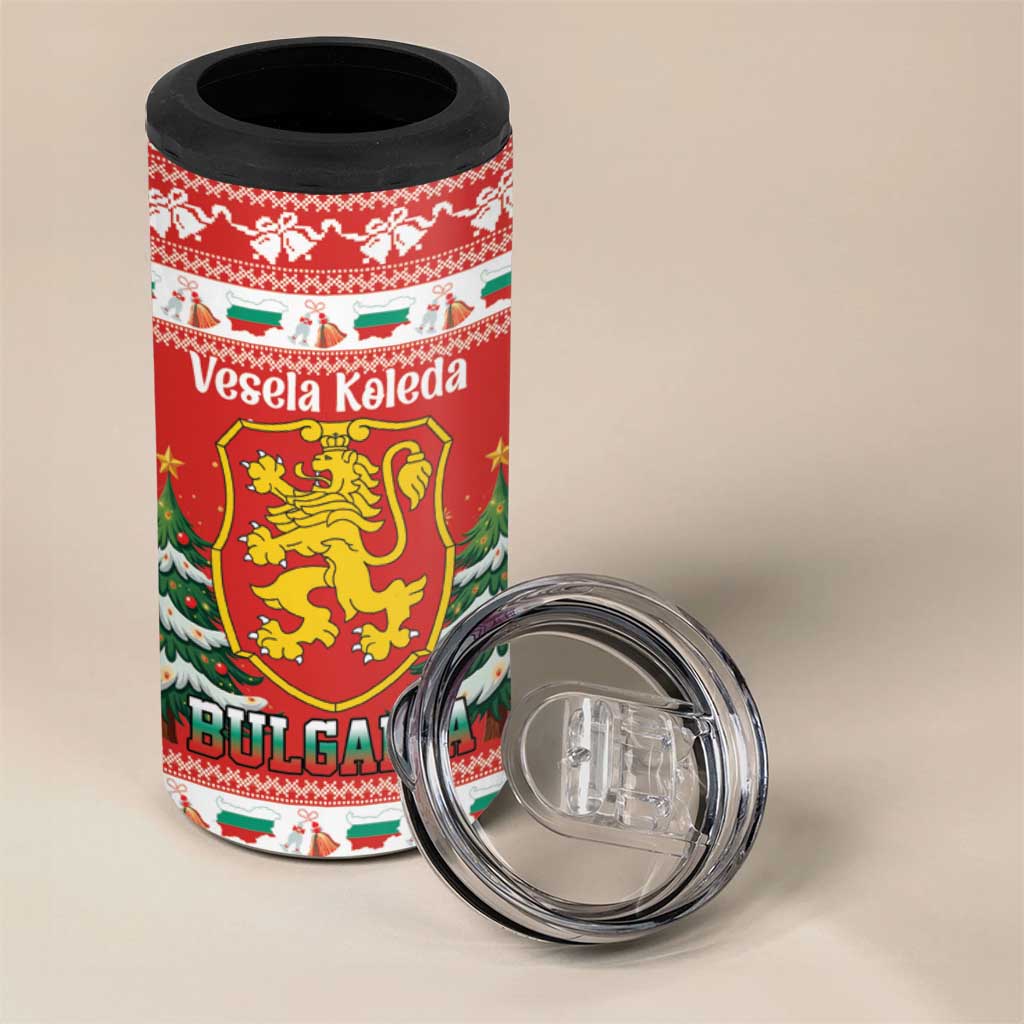 Bulgaria Christmas 4 in 1 Can Cooler Tumbler Merry Xmas Lion Crest - Wonder Print Shop