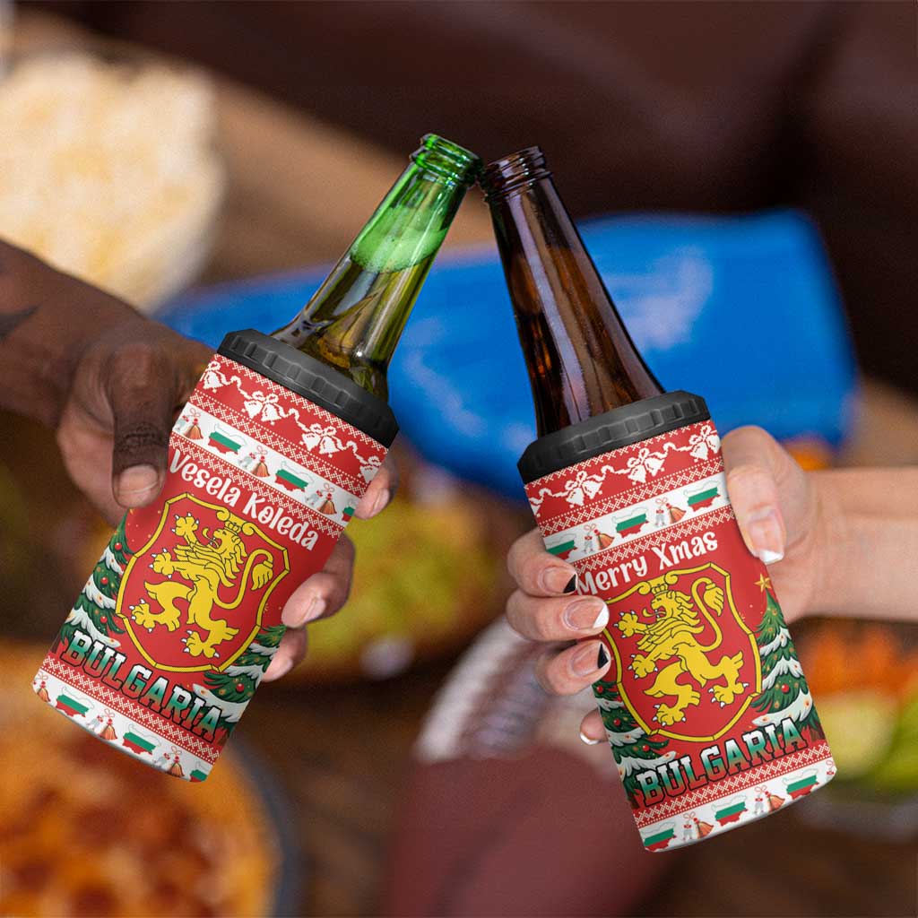 Bulgaria Christmas 4 in 1 Can Cooler Tumbler Merry Xmas Lion Crest - Wonder Print Shop