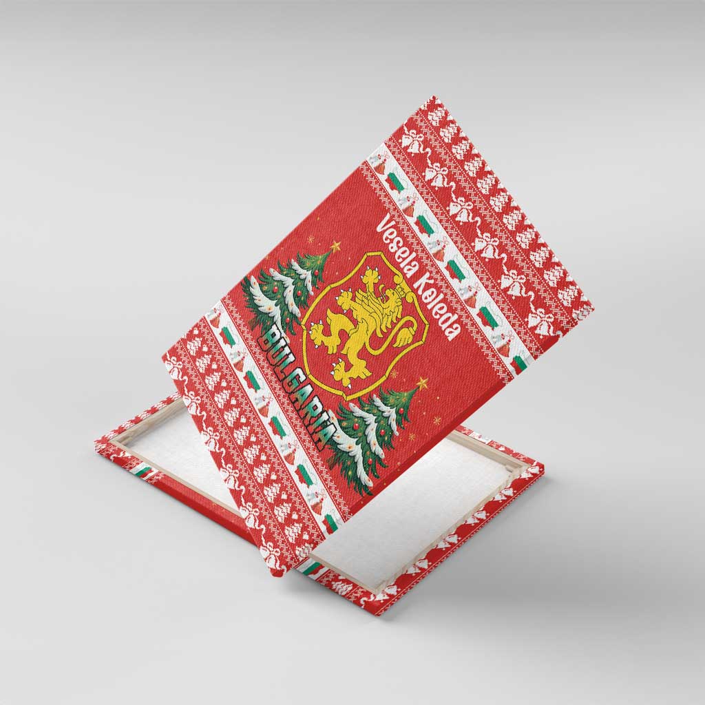 Bulgaria Christmas Canvas Wall Art Merry Xmas Lion Crest - Wonder Print Shop