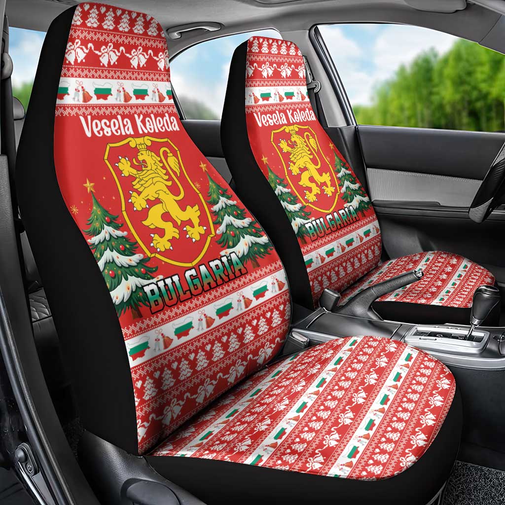 Bulgaria Christmas Car Seat Cover Merry Xmas Lion Crest - Wonder Print Shop