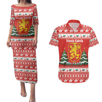 Bulgaria Christmas Couples Matching Puletasi and Hawaiian Shirt Merry Xmas Lion Crest - Wonder Print Shop