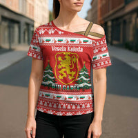 Bulgaria Christmas Cross Shoulder Shirt Merry Xmas Lion Crest - Wonder Print Shop