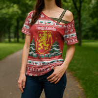 Bulgaria Christmas Cross Shoulder Shirt Merry Xmas Lion Crest - Wonder Print Shop
