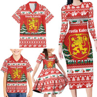 Bulgaria Christmas Family Matching Long Sleeve Bodycon Dress and Hawaiian Shirt Merry Xmas Lion Crest - Wonder Print Shop
