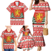 Bulgaria Christmas Family Matching Mermaid Dress and Hawaiian Shirt Merry Xmas Lion Crest - Wonder Print Shop