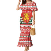 Bulgaria Christmas Family Matching Mermaid Dress and Hawaiian Shirt Merry Xmas Lion Crest - Wonder Print Shop