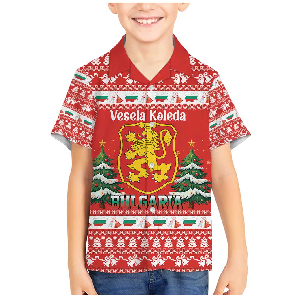 Bulgaria Christmas Family Matching Mermaid Dress and Hawaiian Shirt Merry Xmas Lion Crest - Wonder Print Shop