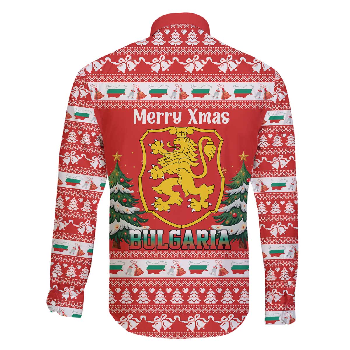 Bulgaria Christmas Family Matching Off The Shoulder Long Sleeve Dress and Hawaiian Shirt Merry Xmas Lion Crest - Wonder Print Shop