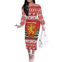 Bulgaria Christmas Family Matching Off The Shoulder Long Sleeve Dress and Hawaiian Shirt Merry Xmas Lion Crest - Wonder Print Shop