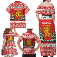Bulgaria Christmas Family Matching Off Shoulder Maxi Dress and Hawaiian Shirt Merry Xmas Lion Crest - Wonder Print Shop