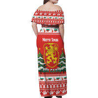 Bulgaria Christmas Family Matching Off Shoulder Maxi Dress and Hawaiian Shirt Merry Xmas Lion Crest - Wonder Print Shop