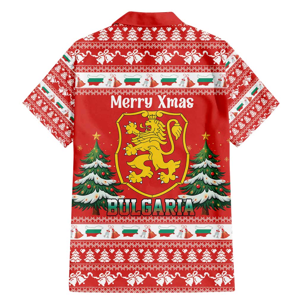 Bulgaria Christmas Family Matching Off Shoulder Short Dress and Hawaiian Shirt Merry Xmas Lion Crest - Wonder Print Shop
