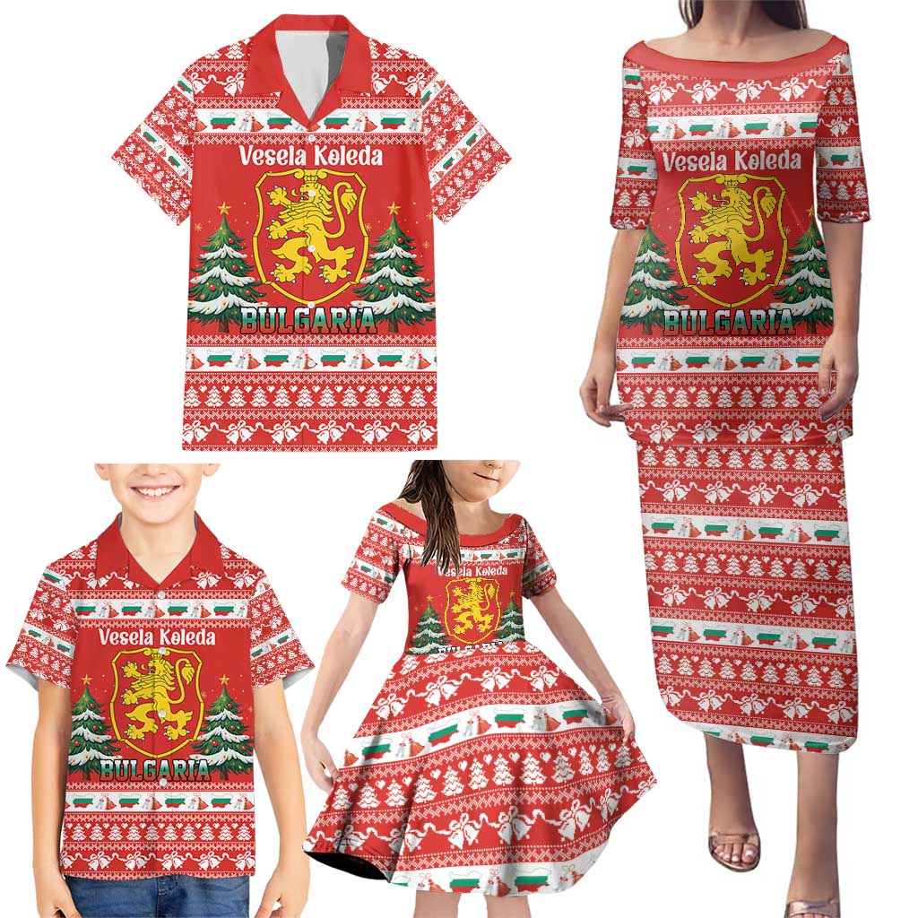 Bulgaria Christmas Family Matching Puletasi and Hawaiian Shirt Merry Xmas Lion Crest - Wonder Print Shop