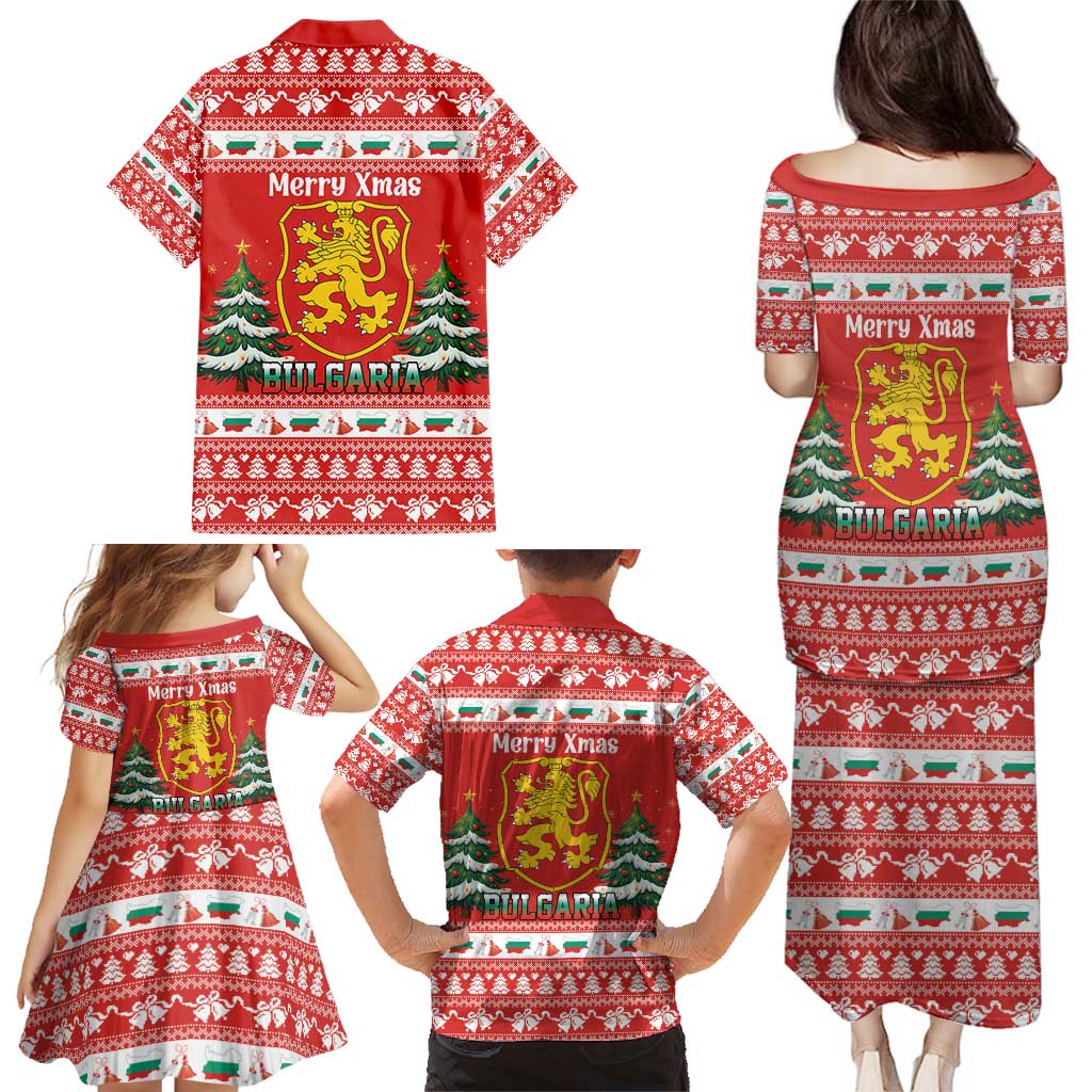 Bulgaria Christmas Family Matching Puletasi and Hawaiian Shirt Merry Xmas Lion Crest - Wonder Print Shop