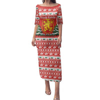 Bulgaria Christmas Family Matching Puletasi and Hawaiian Shirt Merry Xmas Lion Crest - Wonder Print Shop