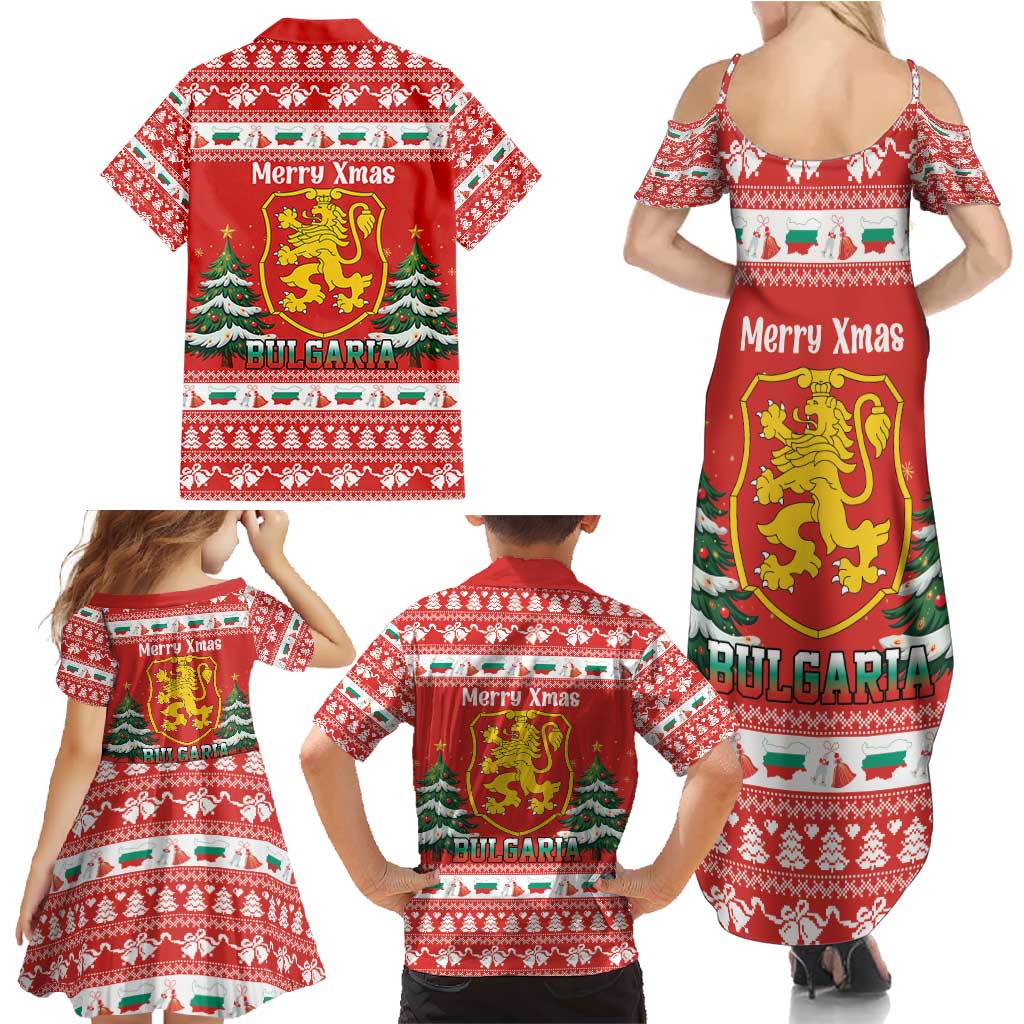 Bulgaria Christmas Family Matching Summer Maxi Dress and Hawaiian Shirt Merry Xmas Lion Crest - Wonder Print Shop