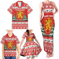 Bulgaria Christmas Family Matching Tank Maxi Dress and Hawaiian Shirt Merry Xmas Lion Crest - Wonder Print Shop