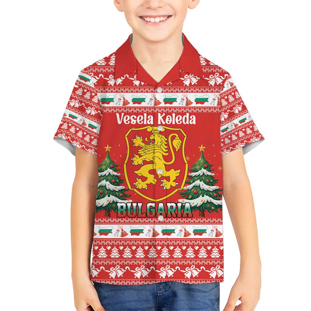 Bulgaria Christmas Family Matching Tank Maxi Dress and Hawaiian Shirt Merry Xmas Lion Crest - Wonder Print Shop