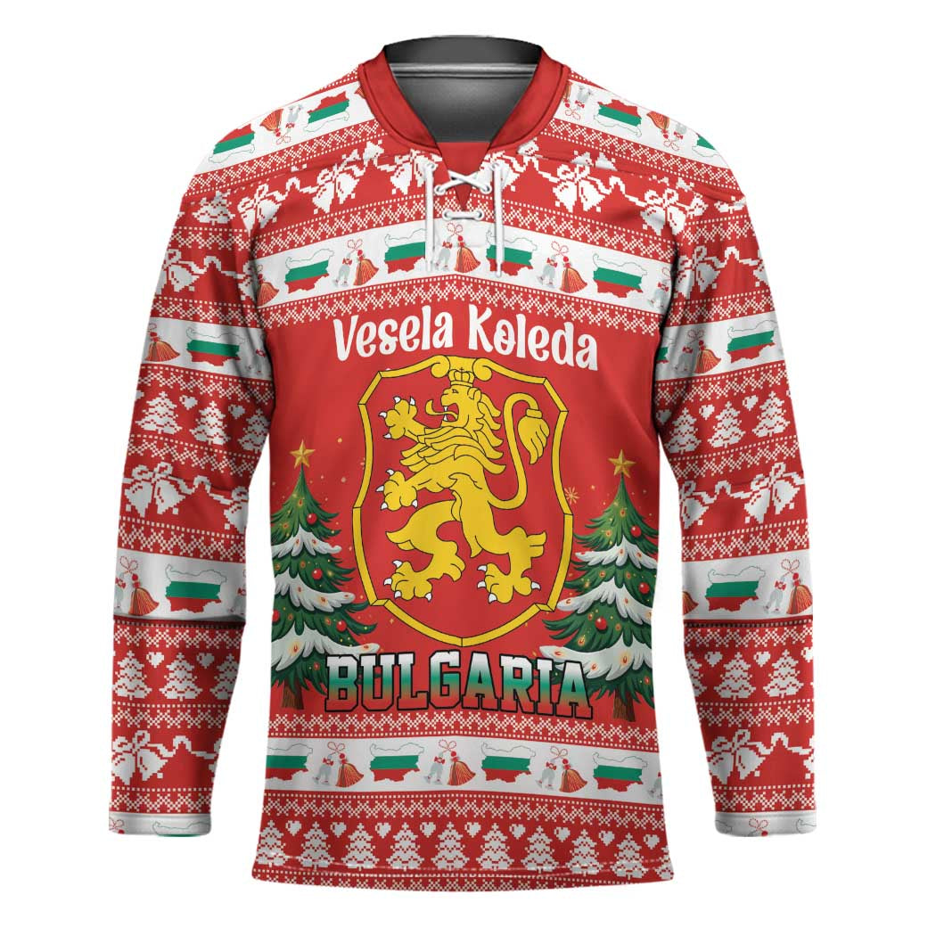 Bulgaria Christmas Hockey Jersey Merry Xmas Lion Crest - Wonder Print Shop