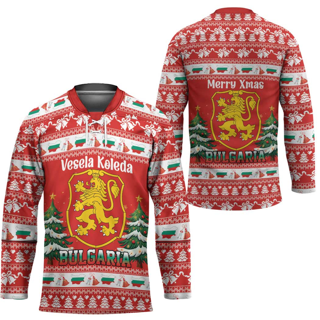 Bulgaria Christmas Hockey Jersey Merry Xmas Lion Crest - Wonder Print Shop