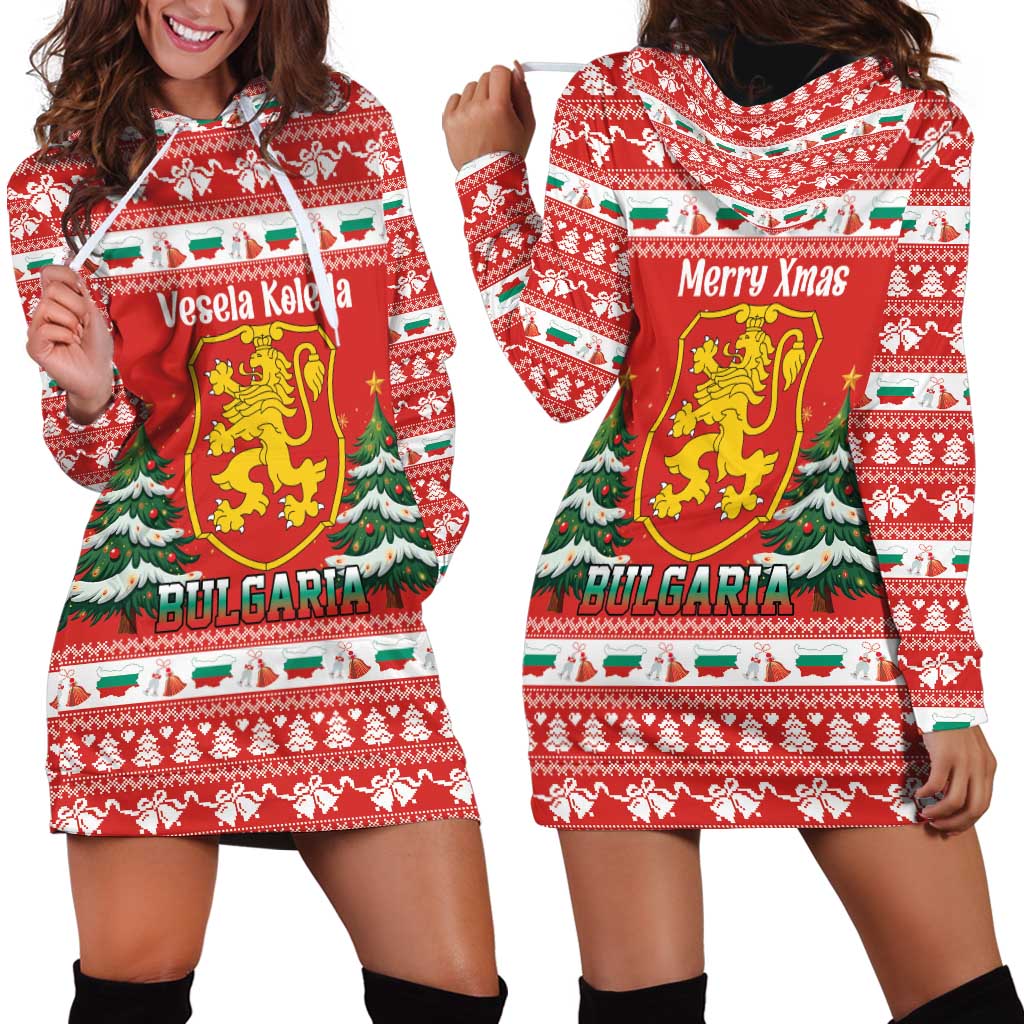 Bulgaria Christmas Hoodie Dress Merry Xmas Lion Crest - Wonder Print Shop