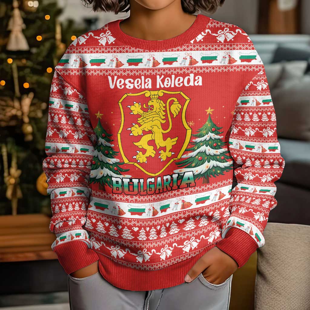 Bulgaria Christmas Kid Ugly Christmas Sweater Merry Xmas Lion Crest - Wonder Print Shop