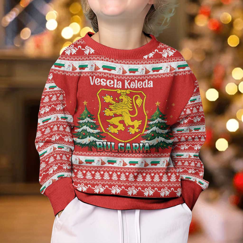 Bulgaria Christmas Kid Ugly Christmas Sweater Merry Xmas Lion Crest - Wonder Print Shop