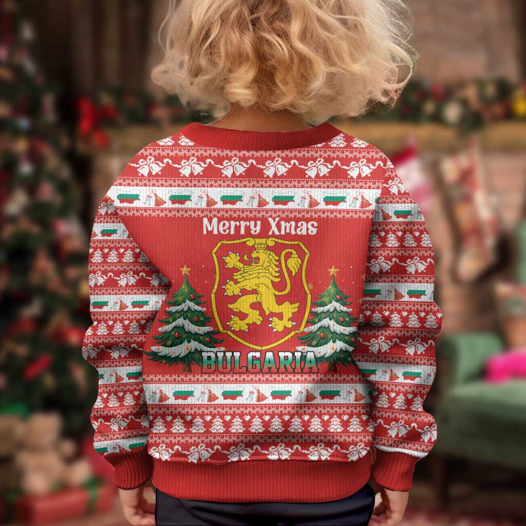 Bulgaria Christmas Kid Ugly Christmas Sweater Merry Xmas Lion Crest - Wonder Print Shop