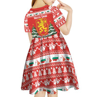 Bulgaria Christmas Kid Short Sleeve Dress Merry Xmas Lion Crest - Wonder Print Shop