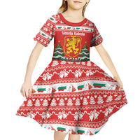 Bulgaria Christmas Kid Short Sleeve Dress Merry Xmas Lion Crest - Wonder Print Shop