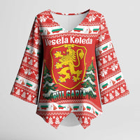 Bulgaria Christmas Kimono Sleeve Blouse Merry Xmas Lion Crest - Wonder Print Shop