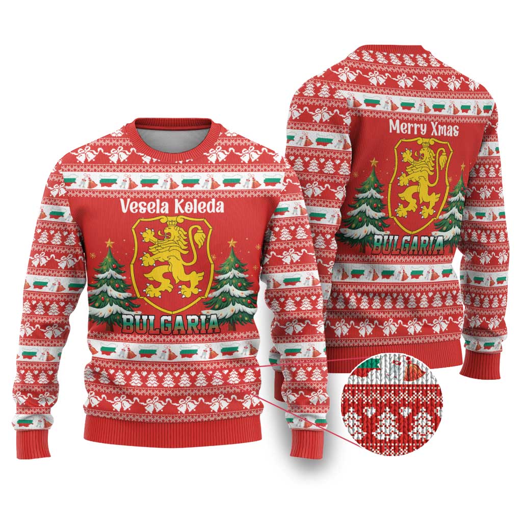 Bulgaria Christmas Ugly Christmas Sweater Merry Xmas Lion Crest - Wonder Print Shop
