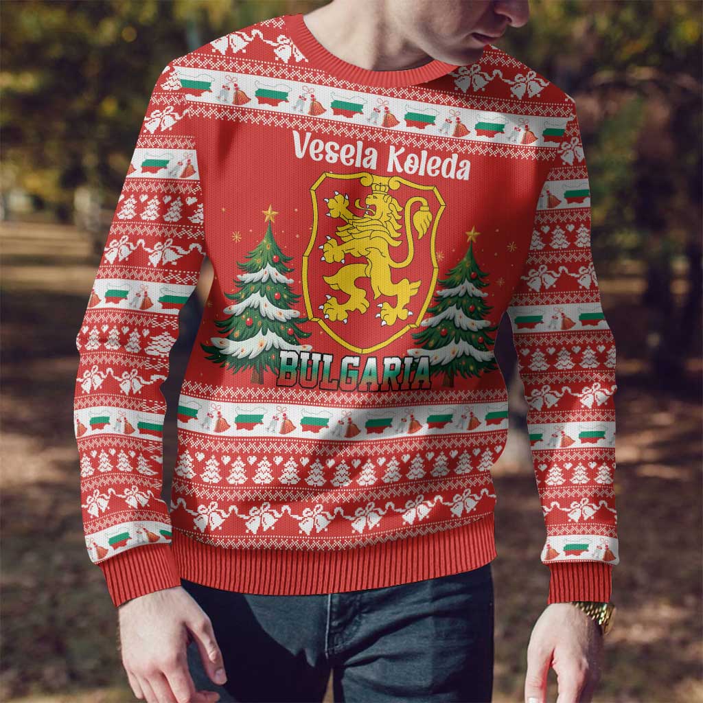 Bulgaria Christmas Ugly Christmas Sweater Merry Xmas Lion Crest - Wonder Print Shop
