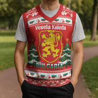 Bulgaria Christmas Knitted V-Neck Vest Merry Xmas Lion Crest - Wonder Print Shop