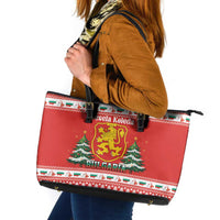Bulgaria Christmas Leather Tote Bag Merry Xmas Lion Crest - Wonder Print Shop
