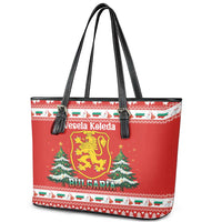 Bulgaria Christmas Leather Tote Bag Merry Xmas Lion Crest - Wonder Print Shop